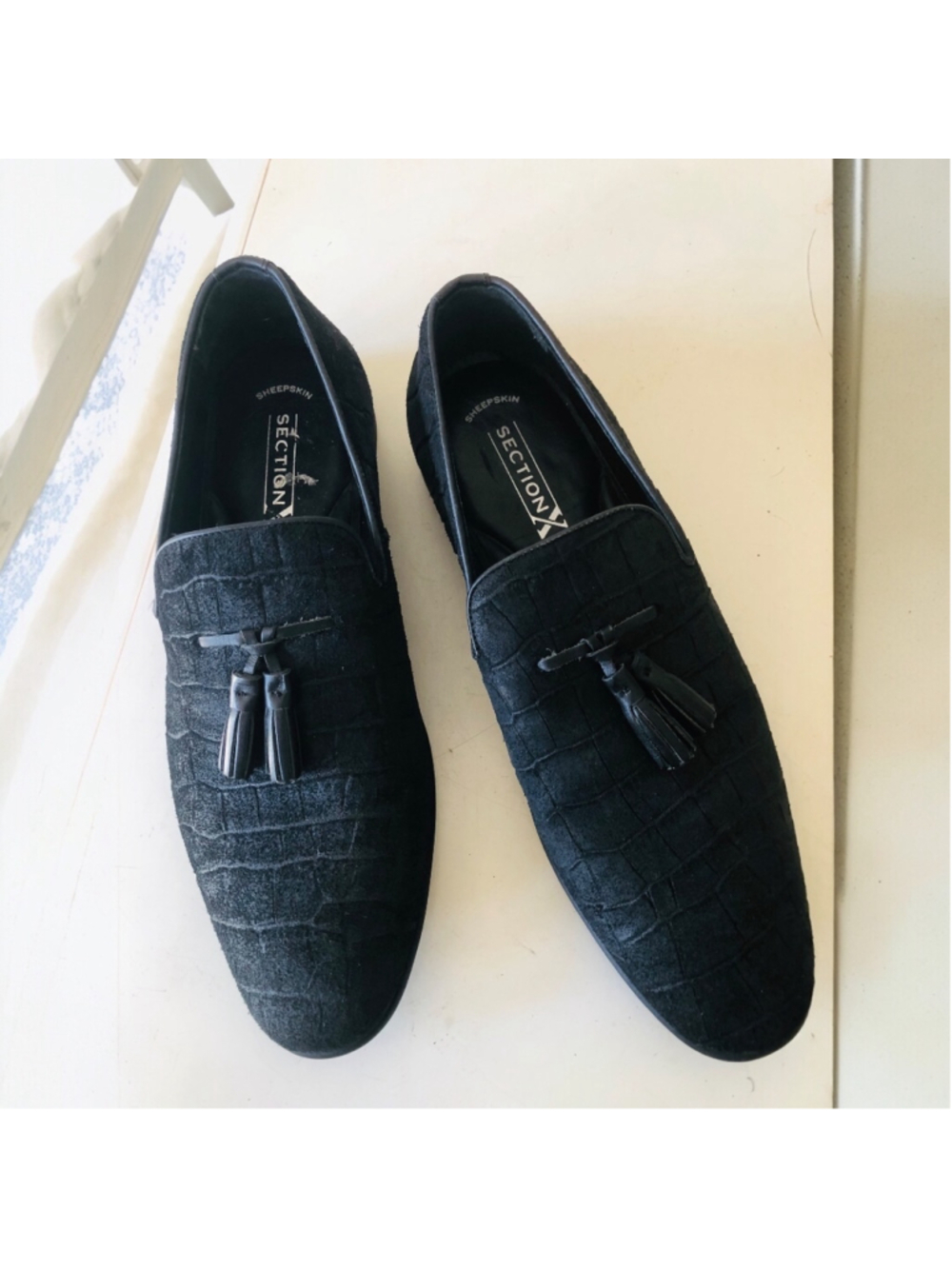 Size 9M Section X Mens Crocodile Embossed Leather Tassel Loafers Brazil Dapper